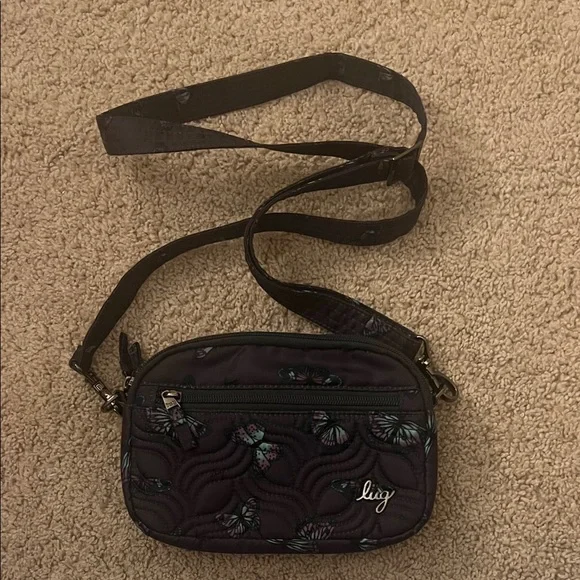 Lug Dark Grey Crossbody Bag with Butterfly Design - Picture 1 of 2